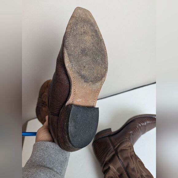 Boulet Women's Western Cowboy Boots 5.5 – Brown Leather & Suede – 9.5" Shaft - Picture 8 of 10